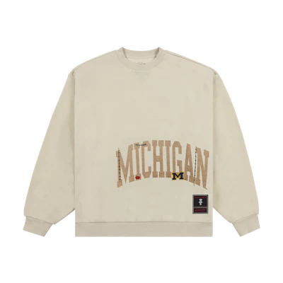 Travis Mitchell & Ness SS24 University of Michigan Logo Brown Sweatshirt FC9921-UMITAN1