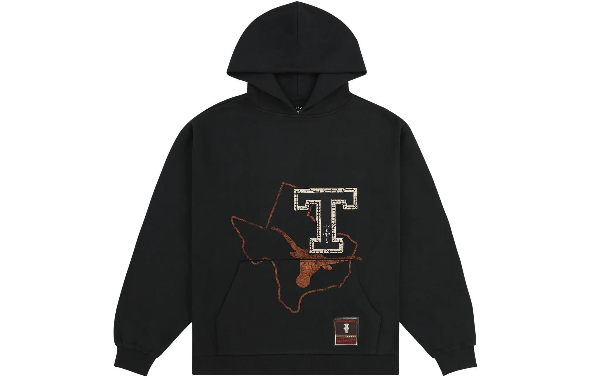 Travis Mitchell & Ness SS24 University of Texas Logo Hoodie Black Unisex TH9326-UTABLCK