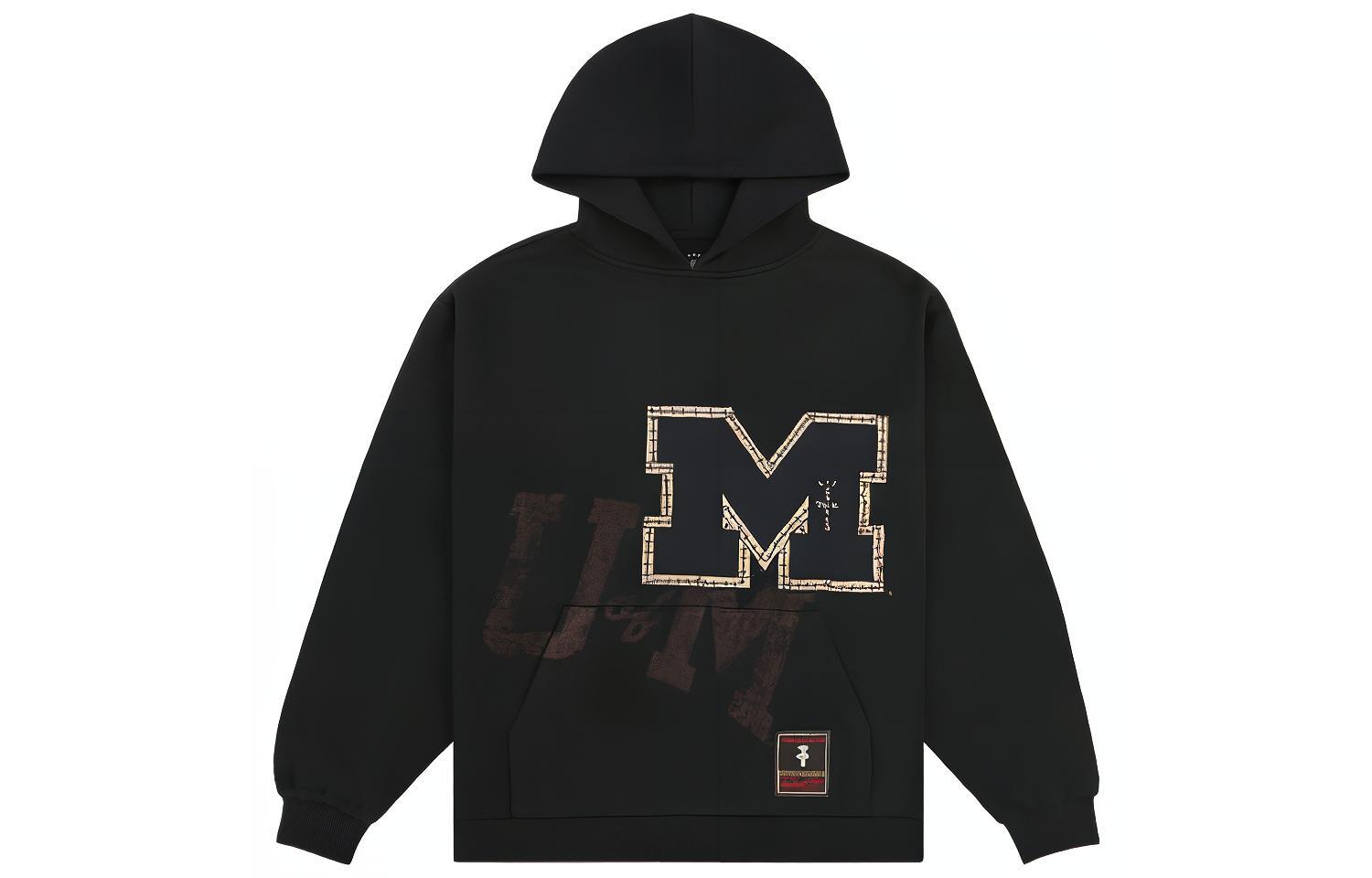 Travis Mitchell & Ness SS24 University of Michigan Logo Hoodie Black Unisex TH9923-UMIBLCK