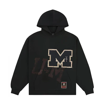 Travis Mitchell & Ness SS24 University of Michigan Logo Hoodie Black Unisex TH9923-UMIBLCK