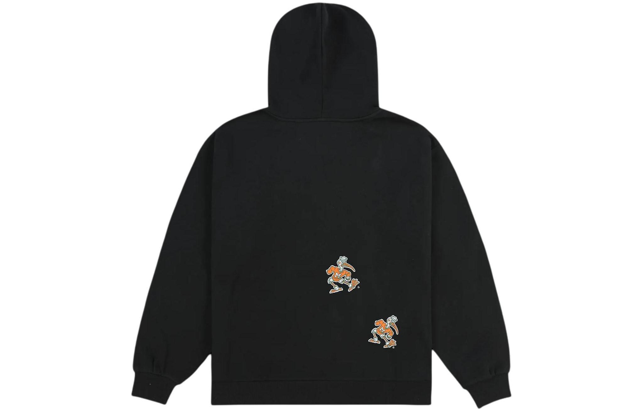 Lookbook Travis Scott x Mitchell & Ness SS24 University of Miami Logo Black Crewneck. TH9326-MIABLCK