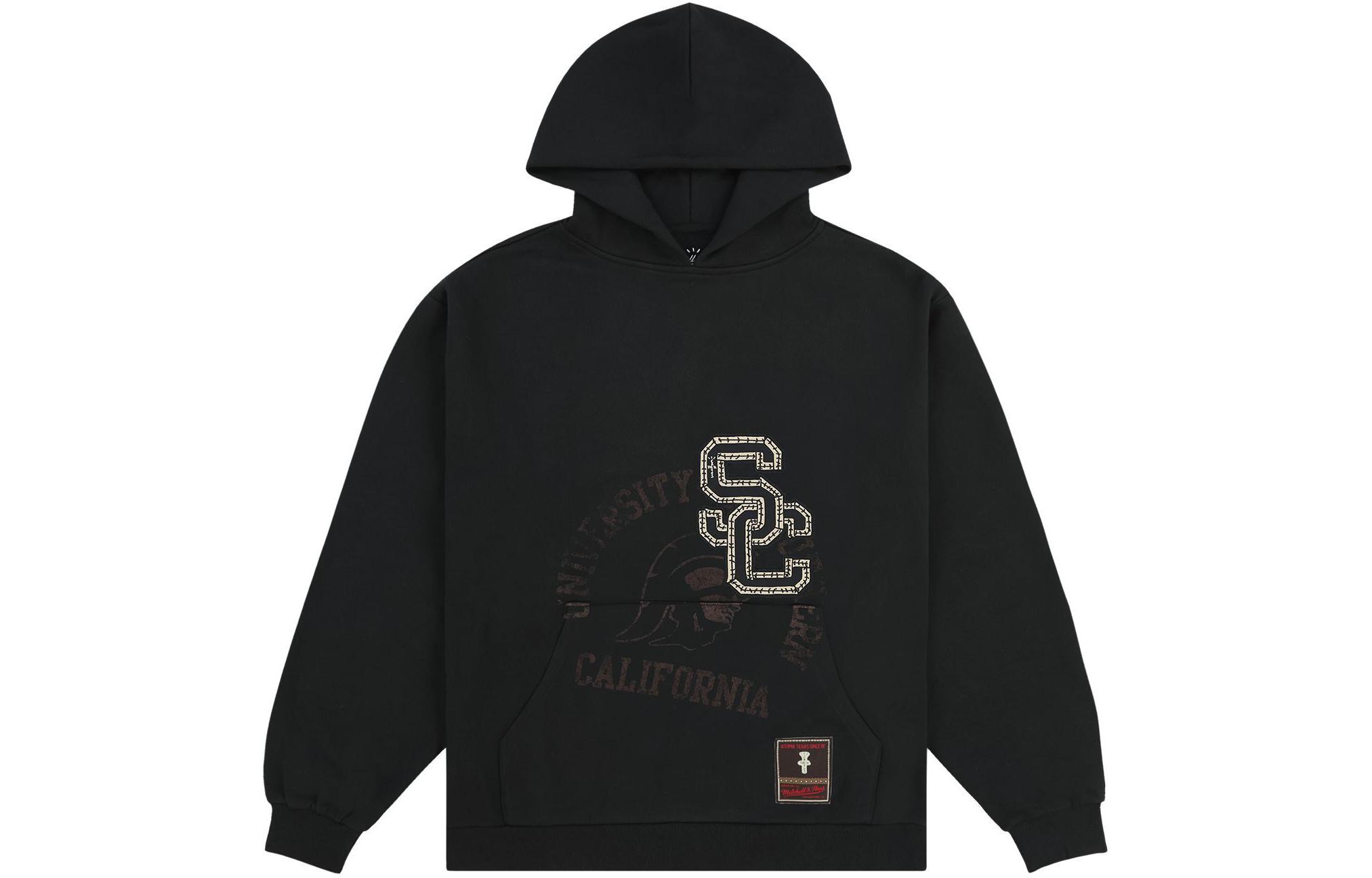 Travis Scott x Mitchell & Ness SS24 USC Logo Hoodie Black Unisex Pullover Sweater TH9326-USCBLCK