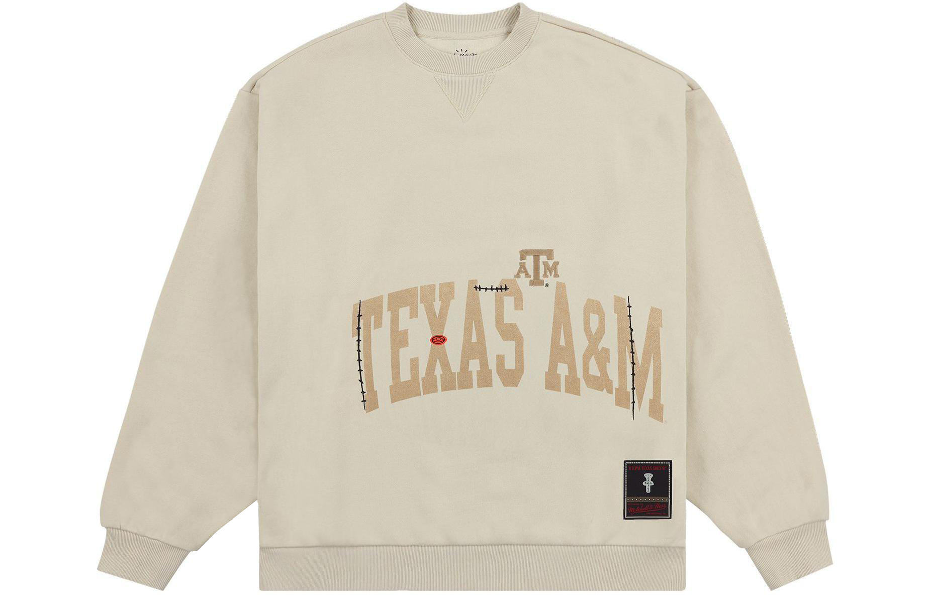 Travis Mitchell & Ness Texas A&M Logo Brown Crewneck Sweatshirt Unisex FC9327-TAMTAN1