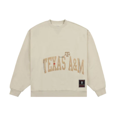 Travis Mitchell & Ness Texas A&M Logo Brown Crewneck Sweatshirt Unisex FC9327-TAMTAN1