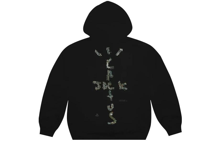 Lookbook Sudadera con capucha negra Travis Scott x Playstation gráfica oversize para hombre. CJPS-HS10