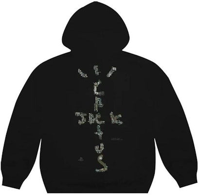Sudadera con capucha negra Travis Scott x Playstation gráfica oversize para hombre. CJPS-HS10 Lookbook Sudadera con capucha negra Travis Scott x Playstation gráfica oversize para hombre. CJPS-HS10