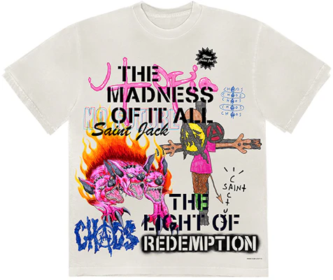 Travis Scott x SAINT Mxxxxxx Baju-T Hellhound Putih Uniseks TSUT-SS29 Buy Travis Scott x SAINT Mxxxxxx Baju-T Hellhound Putih Uniseks TSUT-SS29