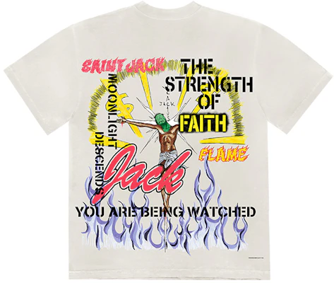 Travis Scott x SAINT Mxxxxxx Baju-T Hellhound Putih Uniseks TSUT-SS29 Lookbook Travis Scott x SAINT Mxxxxxx Baju-T Hellhound Putih Uniseks TSUT-SS29