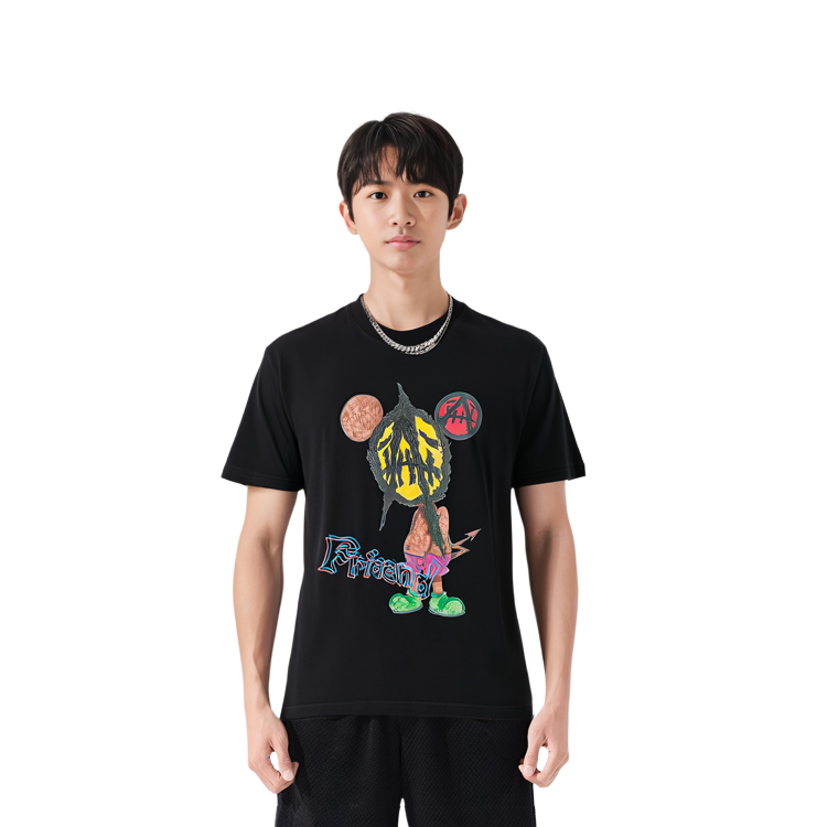 Details for Travis Scott x SAINT Mxxxxxx Kaos Hitam Unisex dengan Cetakan Huruf. TSUT-SS28