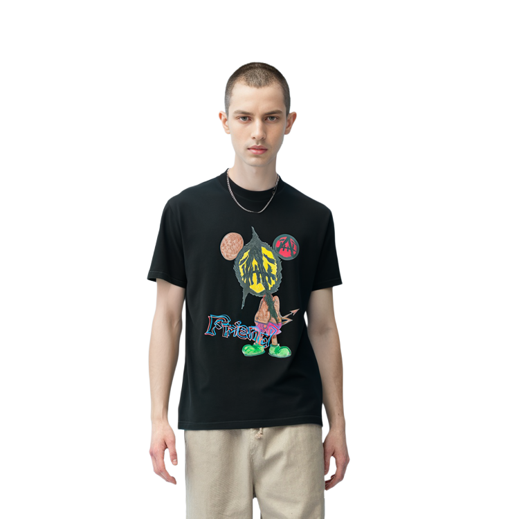 Sizing Travis Scott x SAINT Mxxxxxx Kaos Hitam Unisex dengan Cetakan Huruf. TSUT-SS28