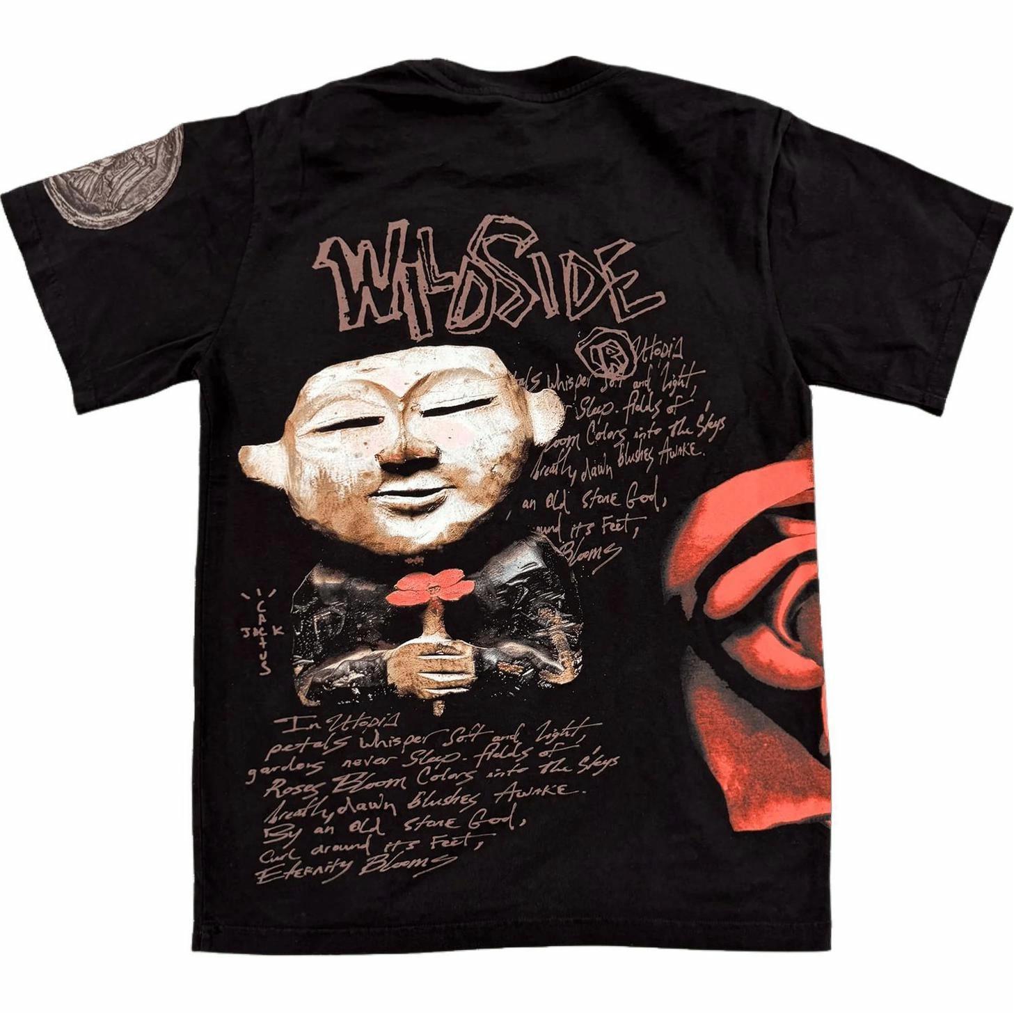 Order Travis Scott x Yohji Yamamoto FW24 Wildside Rose Print Unisex Tee Black ETCJ-WYY-SS01