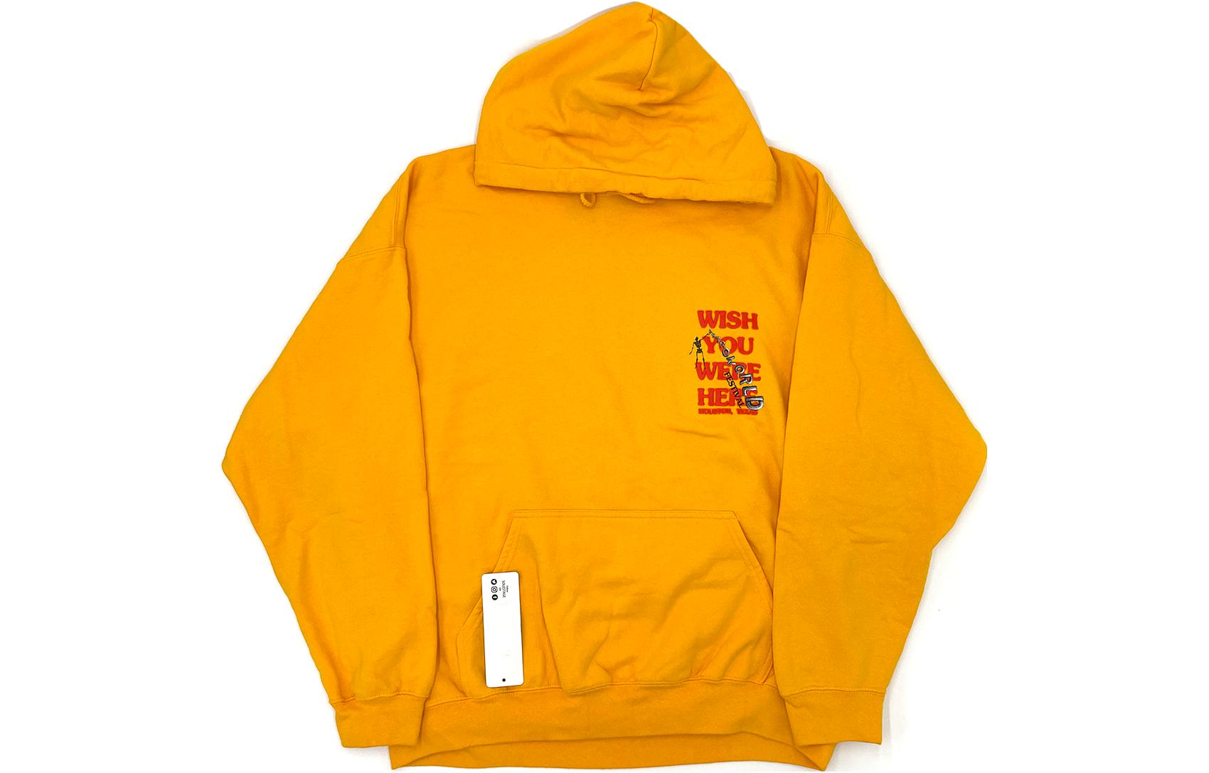 Travis Yellow Hoodie with Lettering and Kangaroo Pocket 93665-537