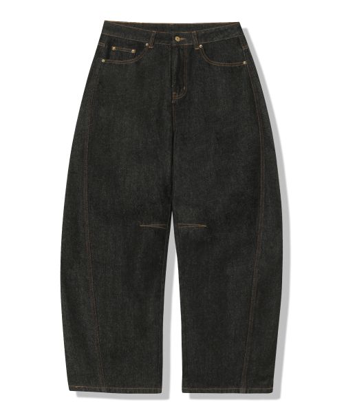 Lookbook Trillion [Nonfade] Curved Low Dart Denim Pants_Black TRFPT80BK