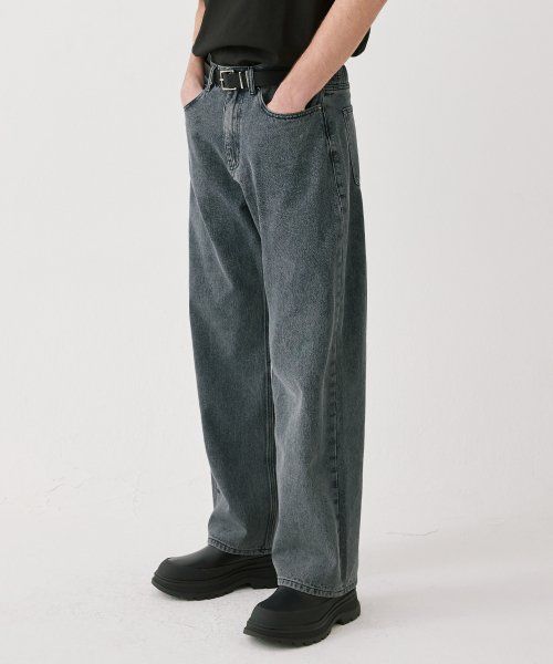 TRILLION Bio-Stone Wash Wide Denim Pants (Blue Gray) TRSDPT02BG