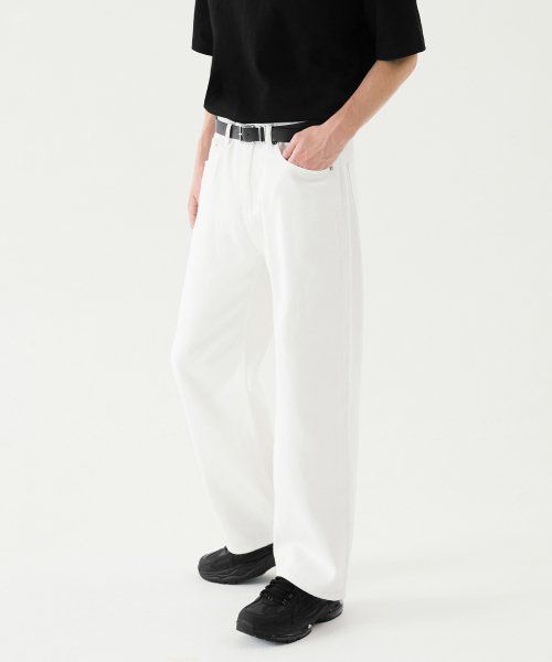 TRILLION Bio Stone Washed Wide Denim Pants (Cream) TRSDPT02CR