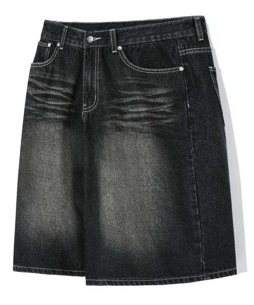 TRILLION Cat Brush Washed Bermuda Denim Shorts (Normal Black) TRSPT55BK