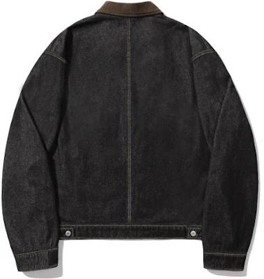 TRILLION Corduroy Collar Denim Zip-Up Work Jacket (Black) TRFJK09BK Details for TRILLION Corduroy Collar Denim Zip-Up Work Jacket (Black) TRFJK09BK