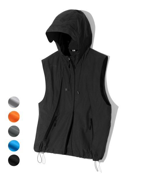 TRILLION Division Nylon Hooded Zip-Up Vest (Black) TRSJK17BK