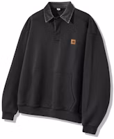 Trillion Leather Patch Denim Collar Rugby Sweatshirt - Pigment Charcoal TRFSH17CH Trillion Leather Patch Denim Collar Rugby Sweatshirt - Pigment Charcoal TRFSH17CH