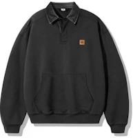 Purchase Trillion Leather Patch Denim Collar Rugby Sweatshirt - Pigment Charcoal TRFSH17CH