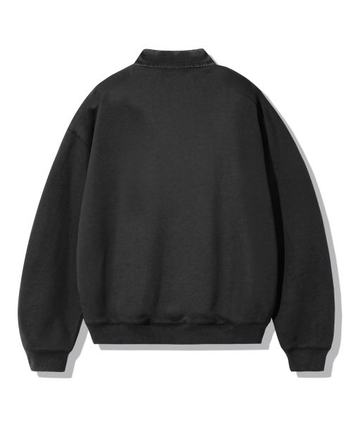 Details for Trillion Leather Patch Denim Collar Rugby Sweatshirt - Pigment Charcoal TRFSH17CH