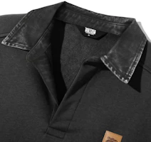 Sizing Trillion Leather Patch Denim Collar Rugby Sweatshirt - Pigment Charcoal TRFSH17CH