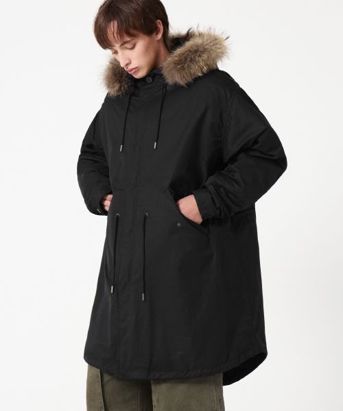 Order Trillion Raccoon Fur M65 Fishtail Long Parka_Black TRFJK76BK