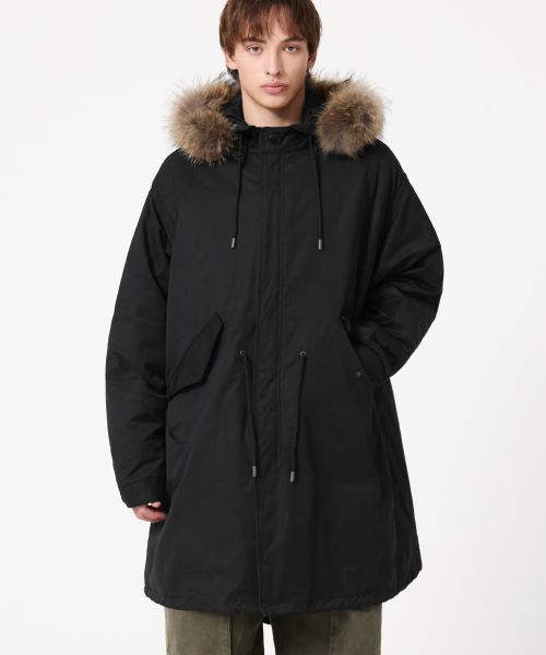 Lookbook Trillion Raccoon Fur M65 Fishtail Long Parka_Black TRFJK76BK