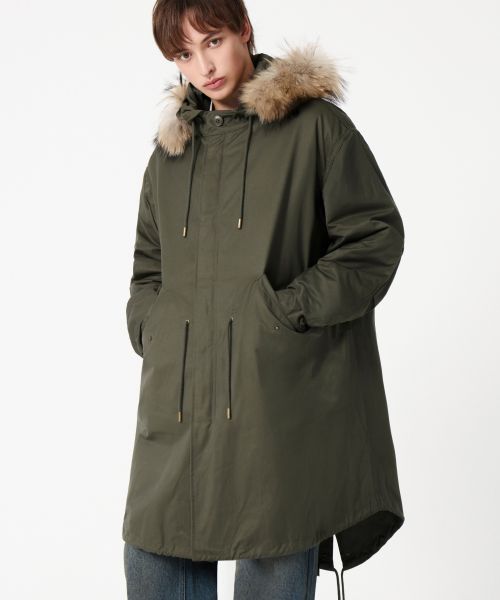 Shop Trillion Raccoon Fur M65 Fishtail Long Parka_Black TRFJK76BK
