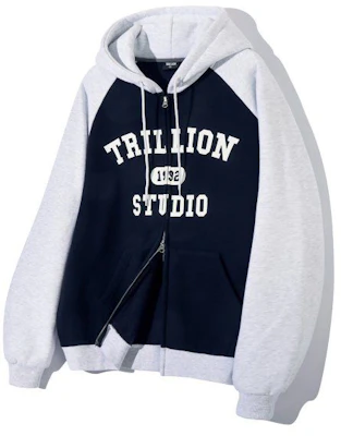 Trillion Raglan Color Mix 1992 Graphic Hooded Zip-Up (Navy) TRSHT08NV Buy Trillion Raglan Color Mix 1992 Graphic Hooded Zip-Up (Navy) TRSHT08NV