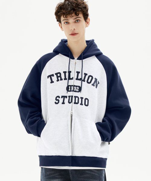 Order Trillion Raglan Color Mix 1992 Graphic Hoodie Zip-Up (Melange) TRSHT08ML