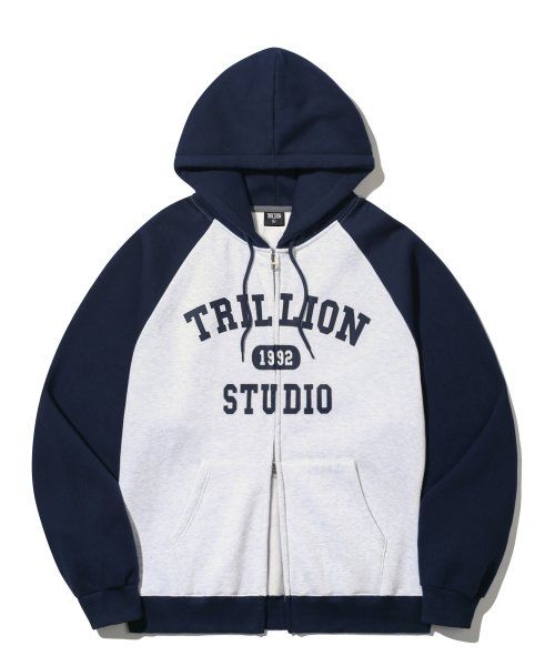 Shop Trillion Raglan Color Mix 1992 Graphic Hoodie Zip-Up (Melange) TRSHT08ML