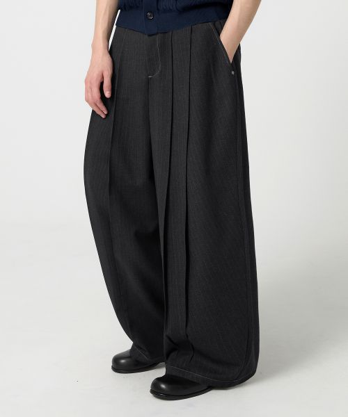 Shop TRILLION Two-Tuck Like Denim Wide Slacks_Black TRFPT62BK