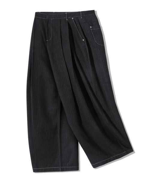 Cheap TRILLION Two-Tuck Like Denim Wide Slacks_Black TRFPT62BK