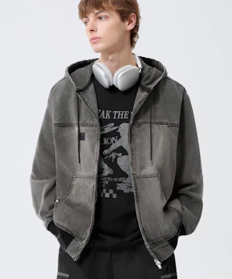 Trillion Vintage Washed Denim Work Hoodie Zip-Up_Light Gray TRFHT03GR Order Trillion Vintage Washed Denim Work Hoodie Zip-Up_Light Gray TRFHT03GR