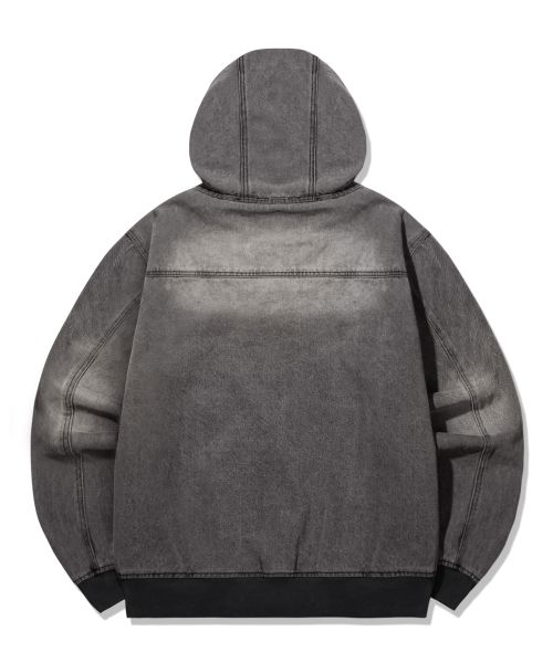 Purchase Trillion Vintage Washed Denim Work Hoodie Zip-Up_Light Gray TRFHT03GR