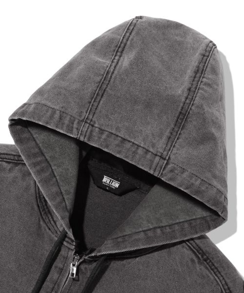 Details for Trillion Vintage Washed Denim Work Hoodie Zip-Up_Light Gray TRFHT03GR