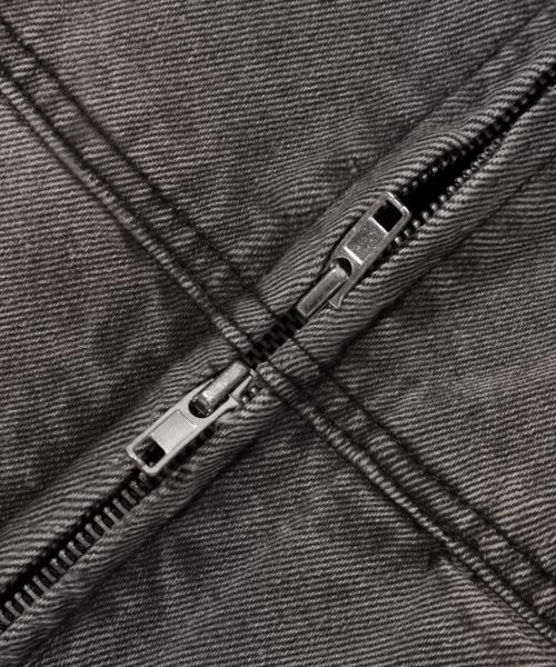 Cheap Trillion Vintage Washed Denim Work Hoodie Zip-Up_Light Gray TRFHT03GR