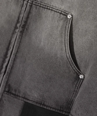Trillion Vintage Washed Denim Work Hoodie Zip-Up_Light Gray TRFHT03GR 1