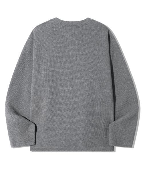 Purchase Trillion Waffle Knit Snap Henley Neck Long Sleeve [Gray] TRST19GR