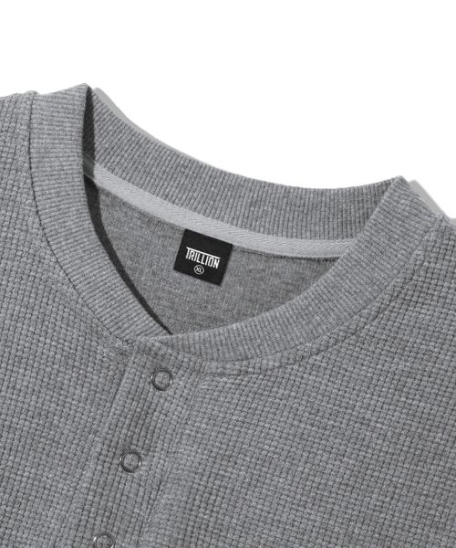 Details for Trillion Waffle Knit Snap Henley Neck Long Sleeve [Gray] TRST19GR