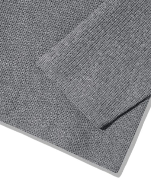 Sizing Trillion Waffle Knit Snap Henley Neck Long Sleeve [Gray] TRST19GR