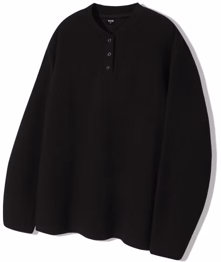 trillion-waffle-ring-snap-henley-neck-long-sleeve-black-trst-19-bk
