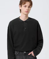 Order Trillion Waffle Ring Snap Henley Neck Long Sleeve - Pigment Charcoal TRST19CH