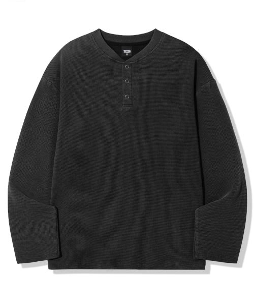 Purchase Trillion Waffle Ring Snap Henley Neck Long Sleeve - Pigment Charcoal TRST19CH