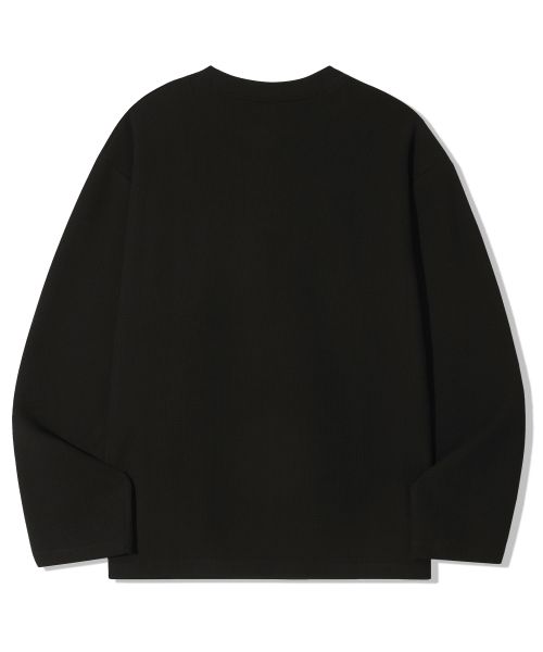 Purchase Trillion Waffle Ring Snap Henley Neck Long Sleeve [Black] TRST19BK