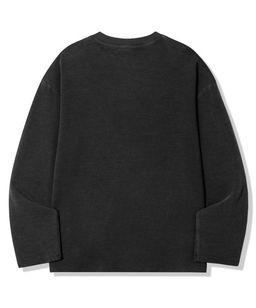 Details for Trillion Waffle Ring Snap Henley Neck Long Sleeve - Pigment Charcoal TRST19CH