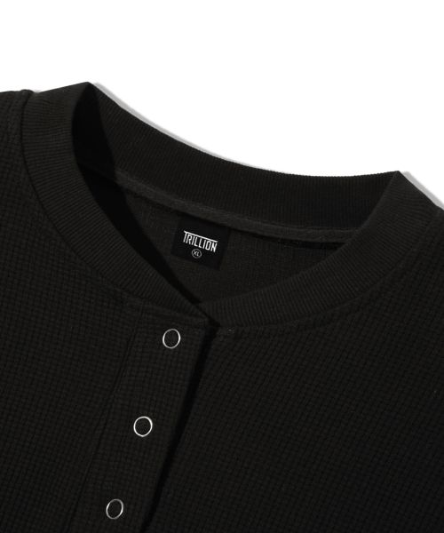 Details for Trillion Waffle Ring Snap Henley Neck Long Sleeve [Black] TRST19BK