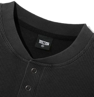 Trillion Waffle Ring Snap Henley Neck Long Sleeve - Pigment Charcoal TRST19CH Sizing Trillion Waffle Ring Snap Henley Neck Long Sleeve - Pigment Charcoal TRST19CH