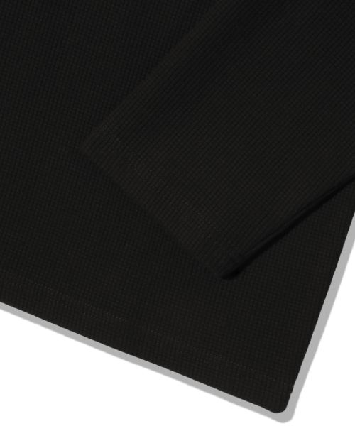 Sizing Trillion Waffle Ring Snap Henley Neck Long Sleeve [Black] TRST19BK